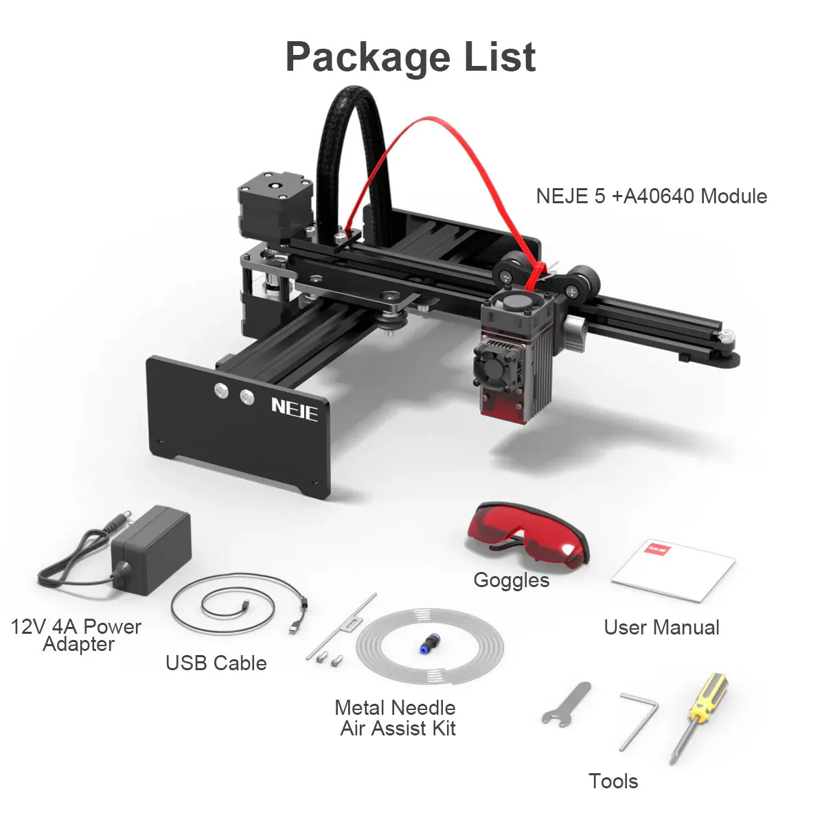 NEJE 5 A40630 20W Portable Small Laser Engraver Laser Cutting Machine for Logo Metal Wood Plastic Acrylic Leather Acrylc Beginne