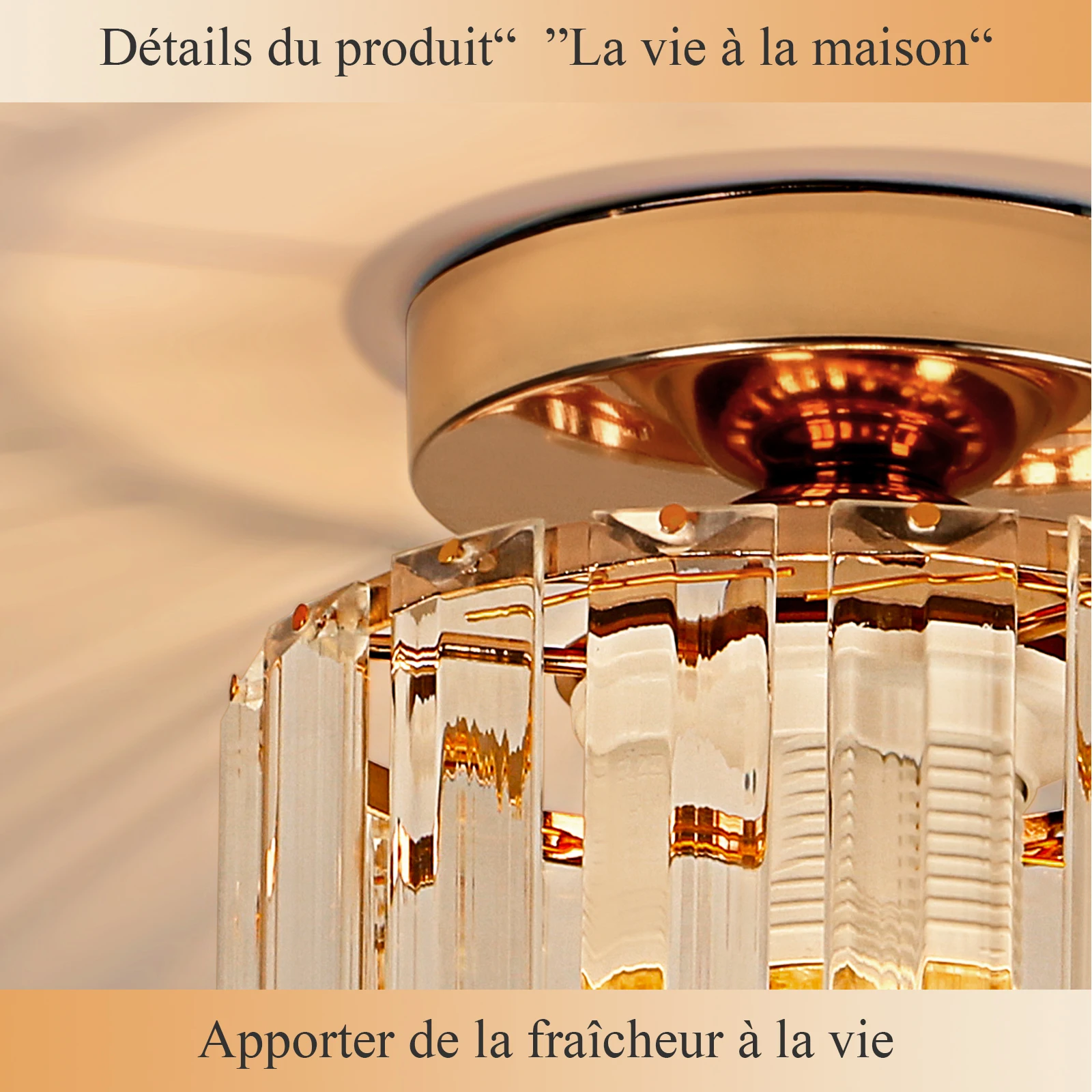 Crystal Ceiling Light,Gold,Fixture Chrome Flush Mount Ceiling Lighting Fixture for Hallway E27 Bulb Socket (Bulb Not Included)