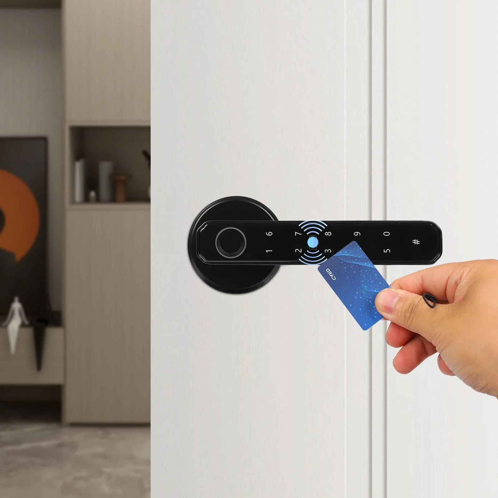 Electronic Fingerprint Door Lock Digital Keypad Code Lock Smart Door Knob W/ Fingerprint Password IC Card Bluetooth and Key Mode
