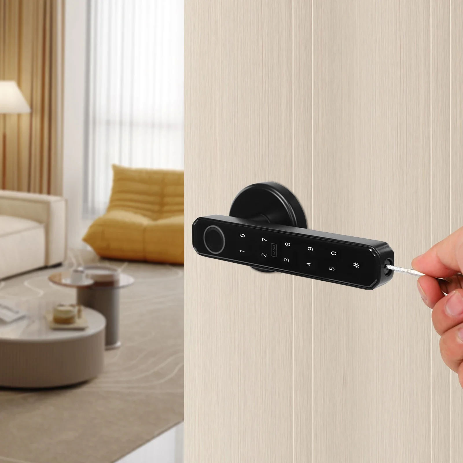 Electronic Fingerprint Door Lock Digital Keypad Code Lock Smart Door Knob W/ Fingerprint Password IC Card Bluetooth and Key Mode