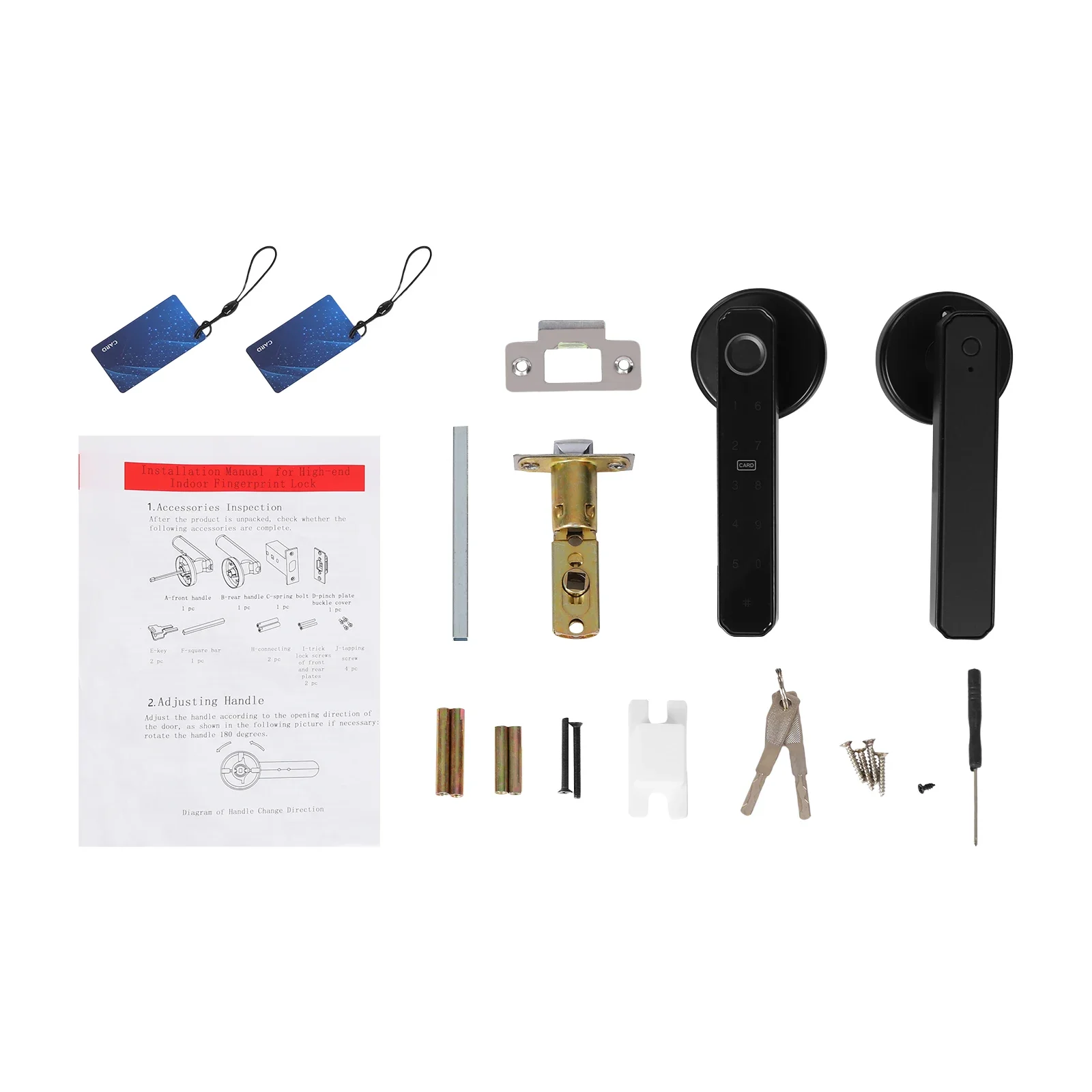 Electronic Fingerprint Door Lock Digital Keypad Code Lock Smart Door Knob W/ Fingerprint Password IC Card Bluetooth and Key Mode