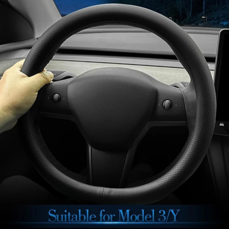 New Heated Steering Wheel PU Leather Car Steering Wheel For Tesla Model 3 Model Y 2017~2023 with Heating Function 1490214-00-B