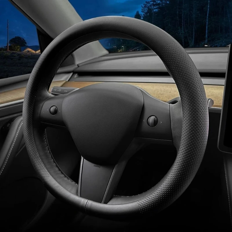 New Heated Steering Wheel PU Leather Car Steering Wheel For Tesla Model 3 Model Y 2017~2023 with Heating Function 1490214-00-B