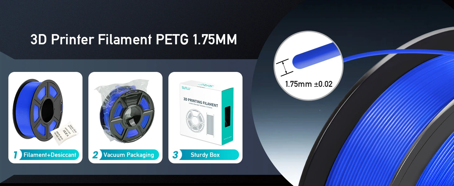 SUNLU 10KG 3D PLA/PETG/PLA PLUS/Clear Filament 1.75mm 10Roll 1KG 3D Printer Neatly Wound 3D Filament for 3D Printer& 3D Pen