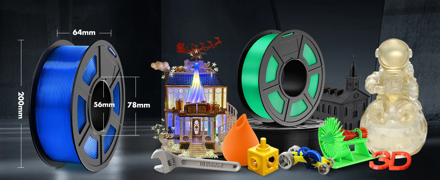 SUNLU 10KG 3D PLA/PETG/PLA PLUS/Clear Filament 1.75mm 10Roll 1KG 3D Printer Neatly Wound 3D Filament for 3D Printer& 3D Pen