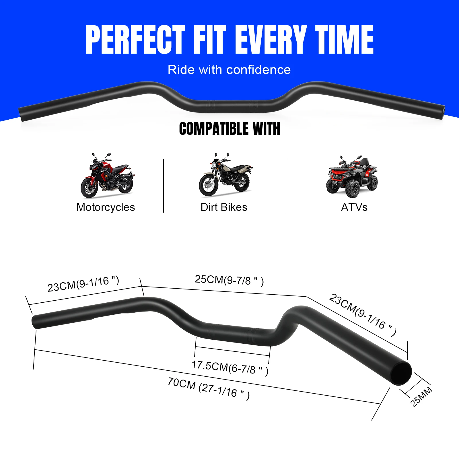Universal 22mm 25mm Motorcycle Handlebar Handlebars Drag Bars For Cafe Race Bobber Motocross Dirt Pit Bike ATV Ebike Mini Bike