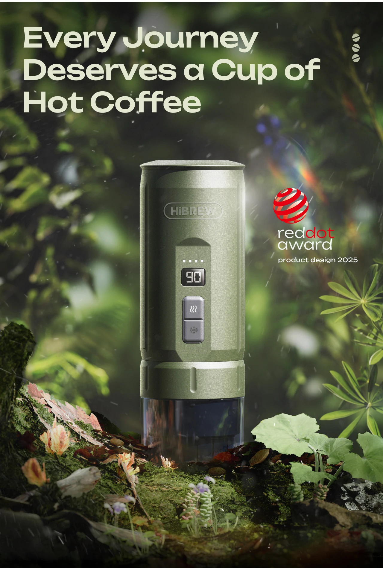 HiBREW H4C Portable Espresso Coffee Machine 3in1 Travel Coffee Maker 7500mAh Lithium Battery Self-Heating Ns DG Capsule & Ground