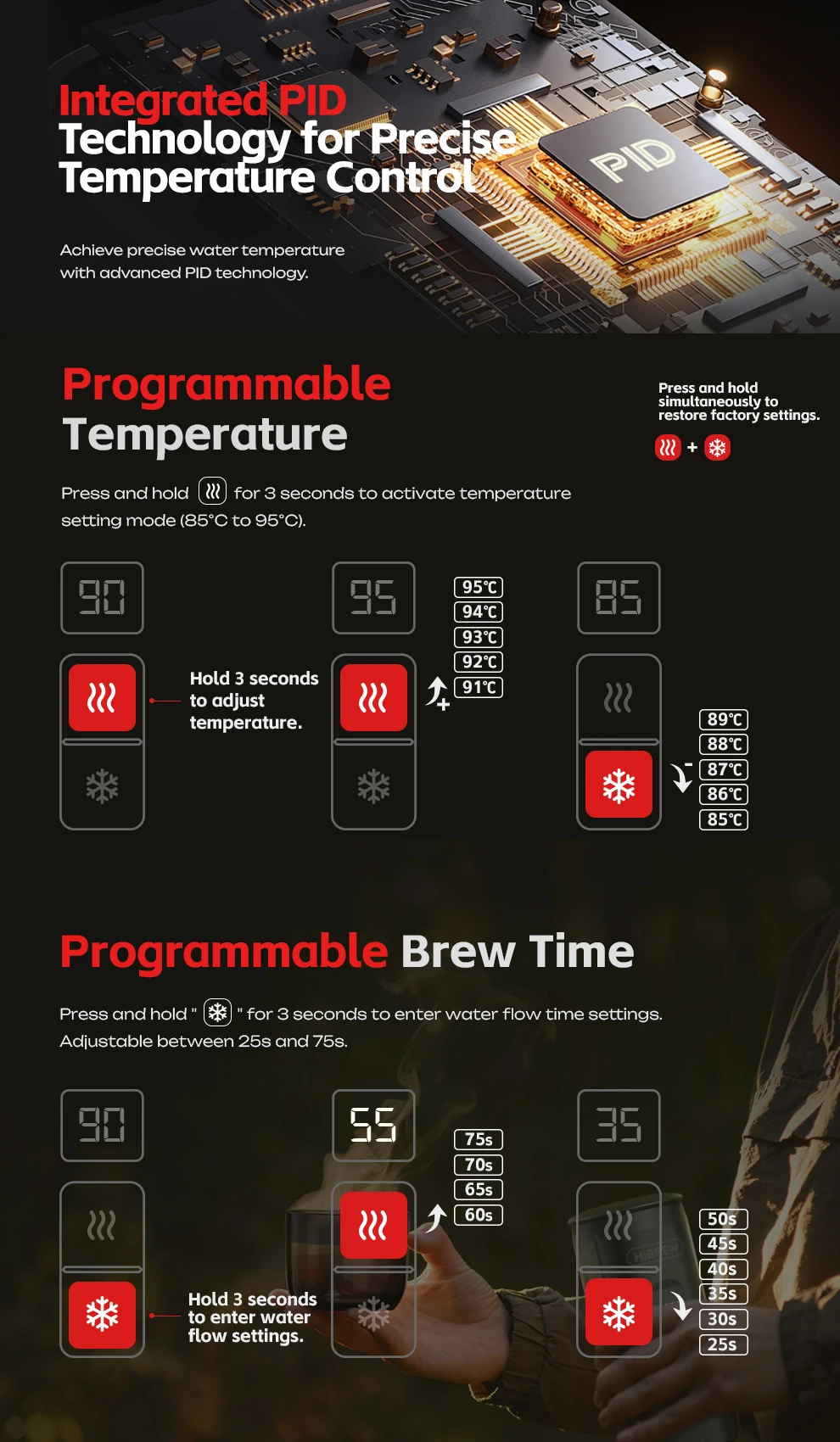 HiBREW H4C Portable Espresso Coffee Machine 3in1 Travel Coffee Maker 7500mAh Lithium Battery Self-Heating Ns DG Capsule & Ground