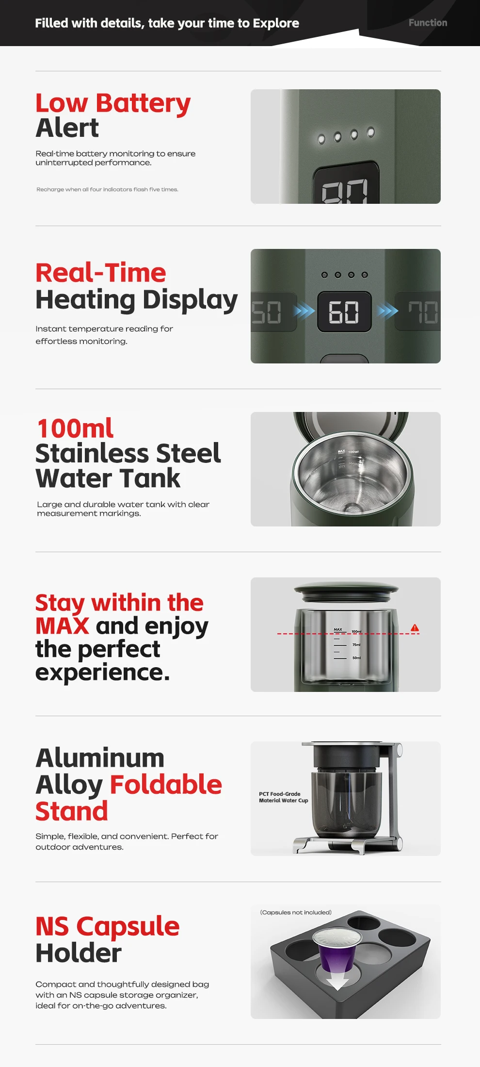 HiBREW H4C Portable Espresso Coffee Machine 3in1 Travel Coffee Maker 7500mAh Lithium Battery Self-Heating Ns DG Capsule & Ground