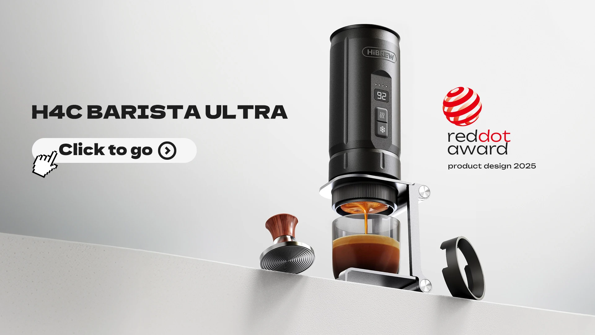 HiBREW H4C Portable Espresso Coffee Machine 3in1 Travel Coffee Maker 7500mAh Lithium Battery Self-Heating Ns DG Capsule & Ground