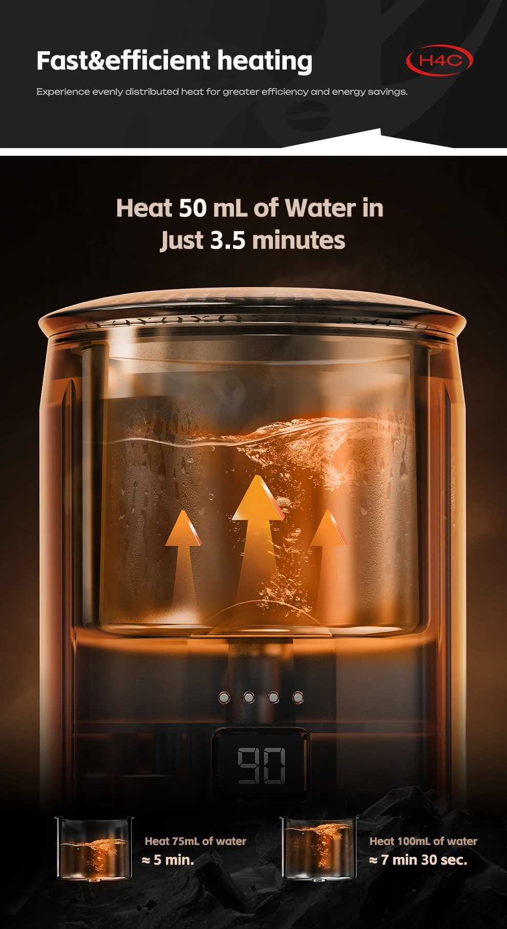 HiBREW H4C Portable Espresso Coffee Machine 3in1 Travel Coffee Maker 7500mAh Lithium Battery Self-Heating Ns DG Capsule & Ground