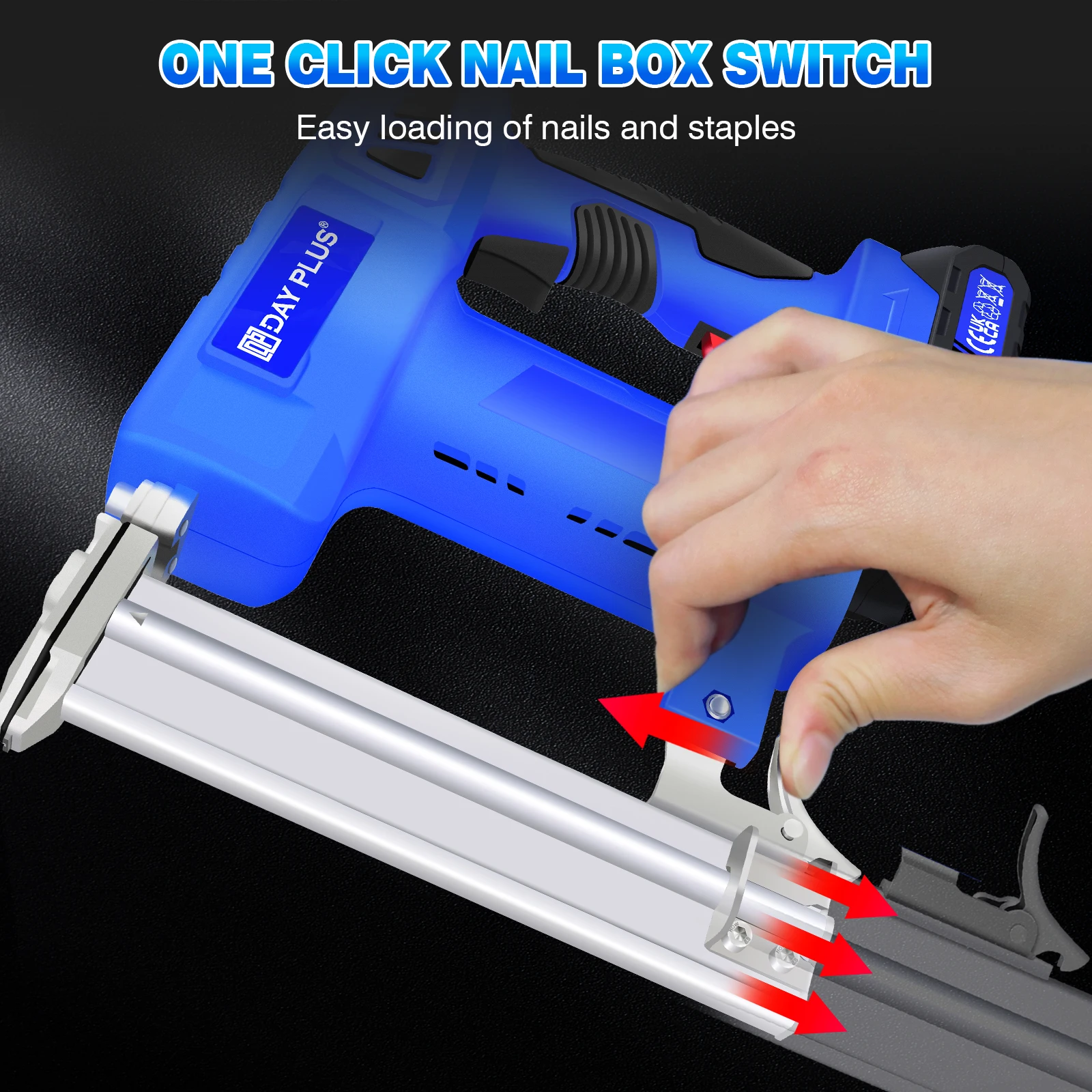 2 in 1 Heavy Duty Electric Nailer with Battery and Charger, 500 Nails and 500 Staples, Nailer for DIY Woodworking Furniture