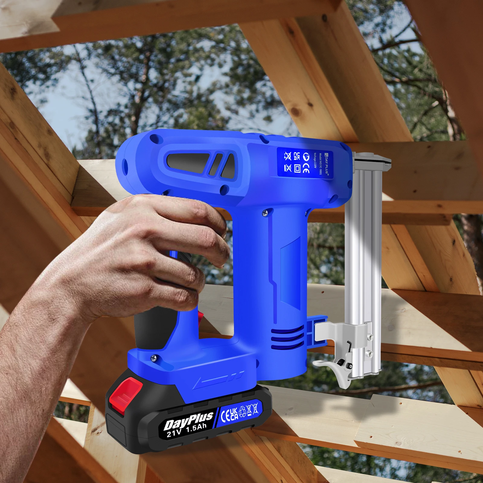 2 in 1 Heavy Duty Electric Nailer with Battery and Charger, 500 Nails and 500 Staples, Nailer for DIY Woodworking Furniture