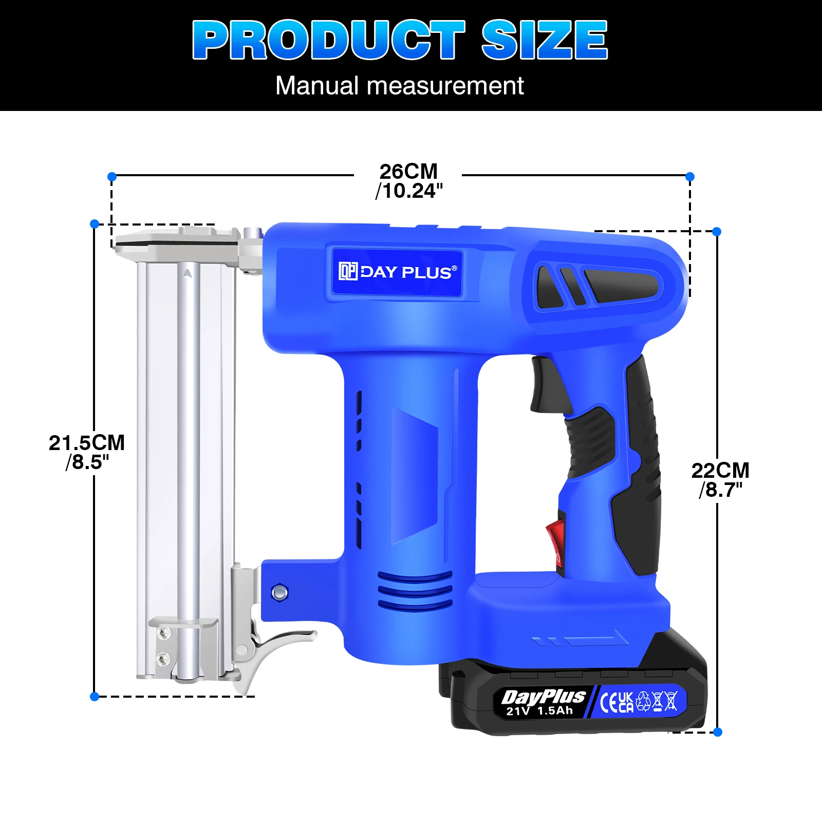2 in 1 Heavy Duty Electric Nailer with Battery and Charger, 500 Nails and 500 Staples, Nailer for DIY Woodworking Furniture