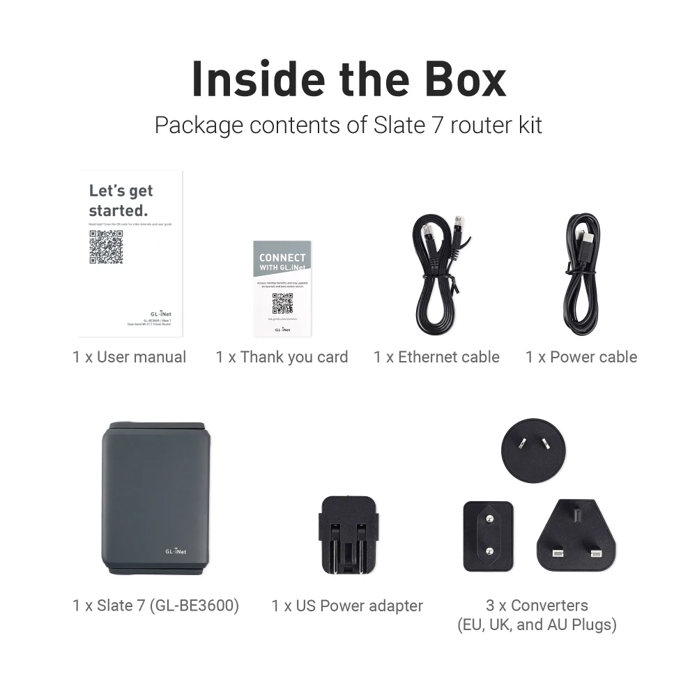 GL.iNet GL-BE3600 (Slate 7) Wi-Fi 7 Travel Router Dual-band Portable Travel Router, Pocket WiFi 7, 2.5G Router, Portable VPN Routers WiFi for Travel, Public Computer Routers, Business Trip, Mobile/RV/Cruise/Plane 