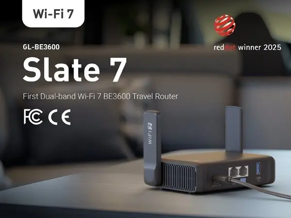 GL.iNet GL-BE3600 (Slate 7) Wi-Fi 7 Travel Router Dual-band Portable Travel Router, Pocket WiFi 7, 2.5G Router, Portable VPN Routers WiFi for Travel, Public Computer Routers, Business Trip, Mobile/RV/Cruise/Plane 