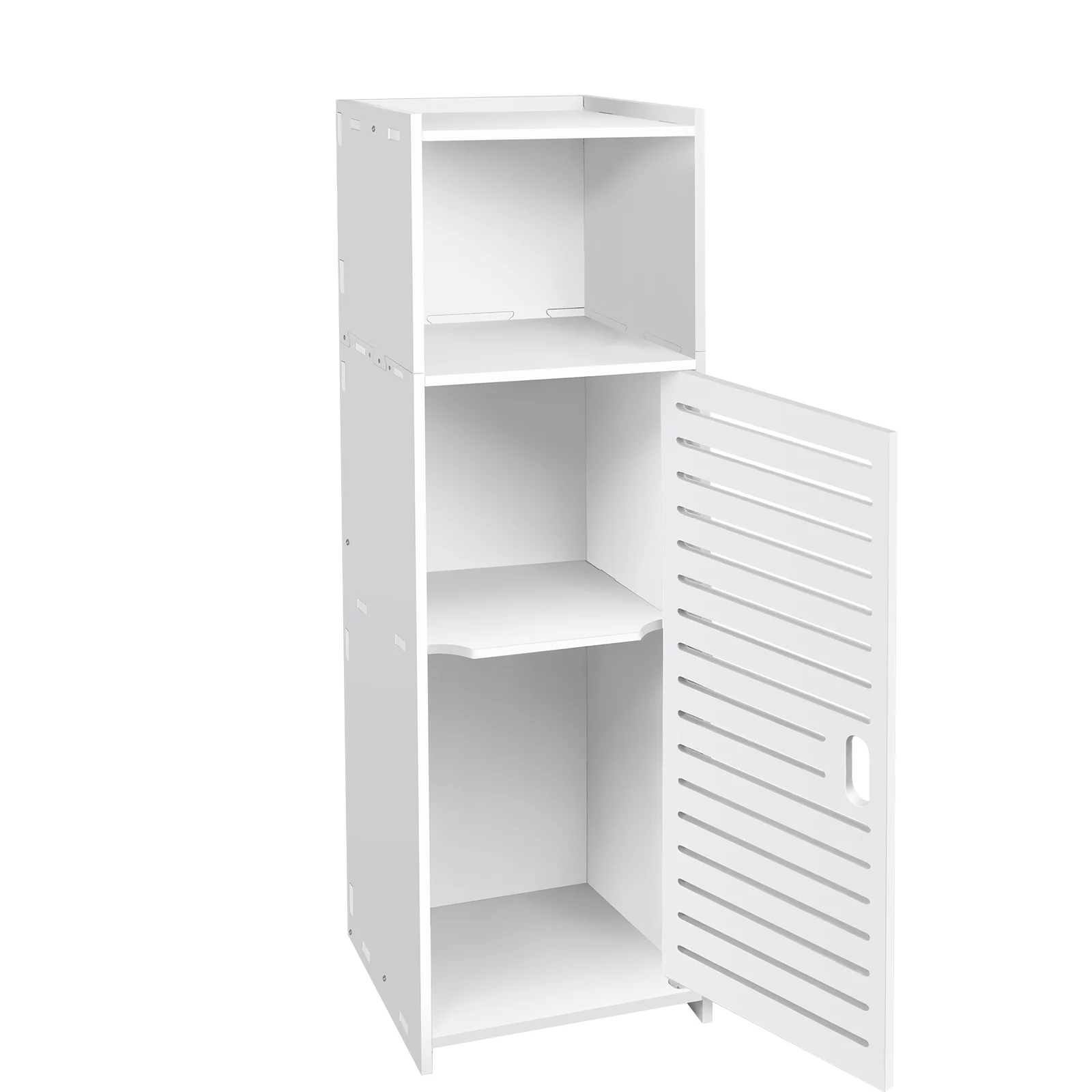 DayPlus Bathroom Floor Cabinet, 3 Tier Home Storage Cabinet with Doors & Shelves, Free Standing Tall Slim Side Organizer Cabinet
