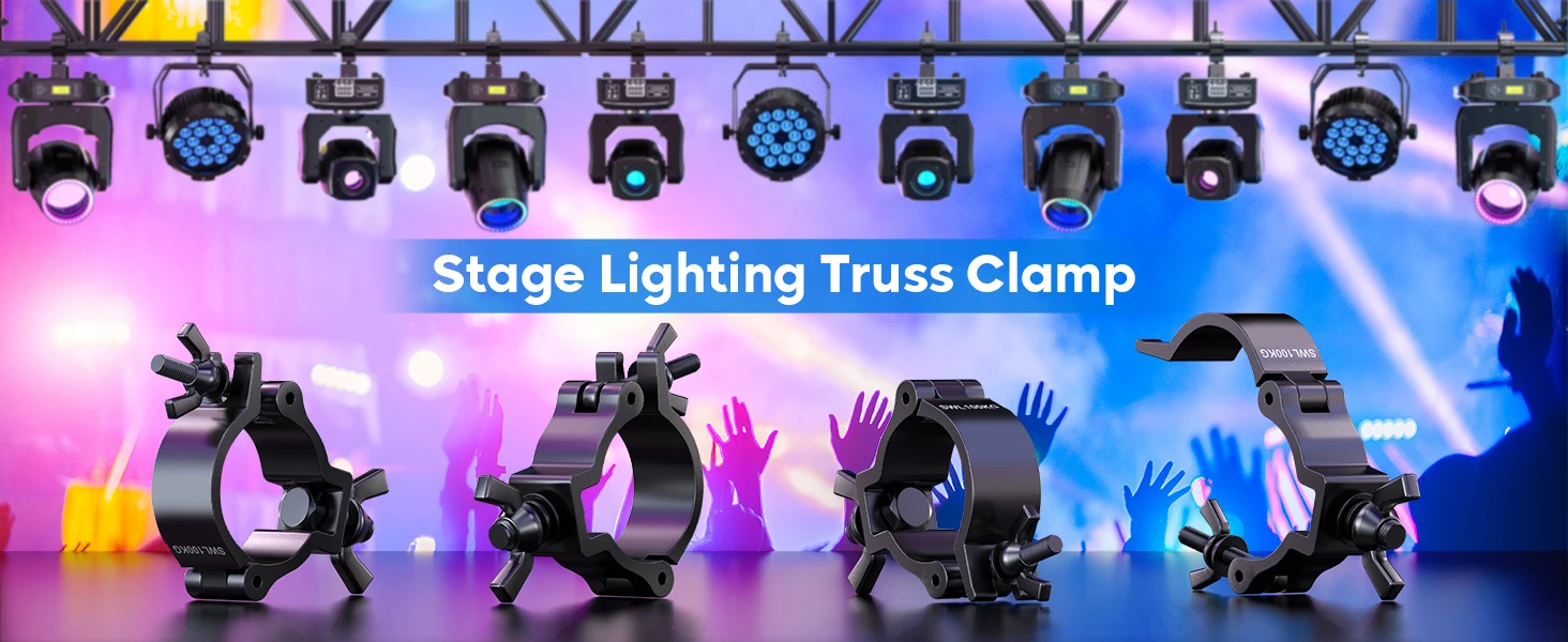 Datewink 2/4Pcs Heavy Duty Hooks Stage Lights Clamp Hanger Hooks 100kg 48-52mm Bracket For Par Light DJ Lighting Holder Truss