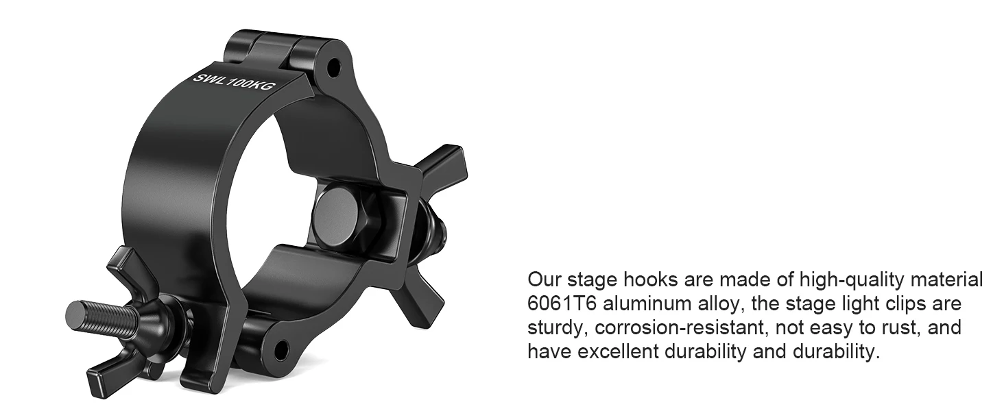 Datewink 2/4Pcs Heavy Duty Hooks Stage Lights Clamp Hanger Hooks 100kg 48-52mm Bracket For Par Light DJ Lighting Holder Truss