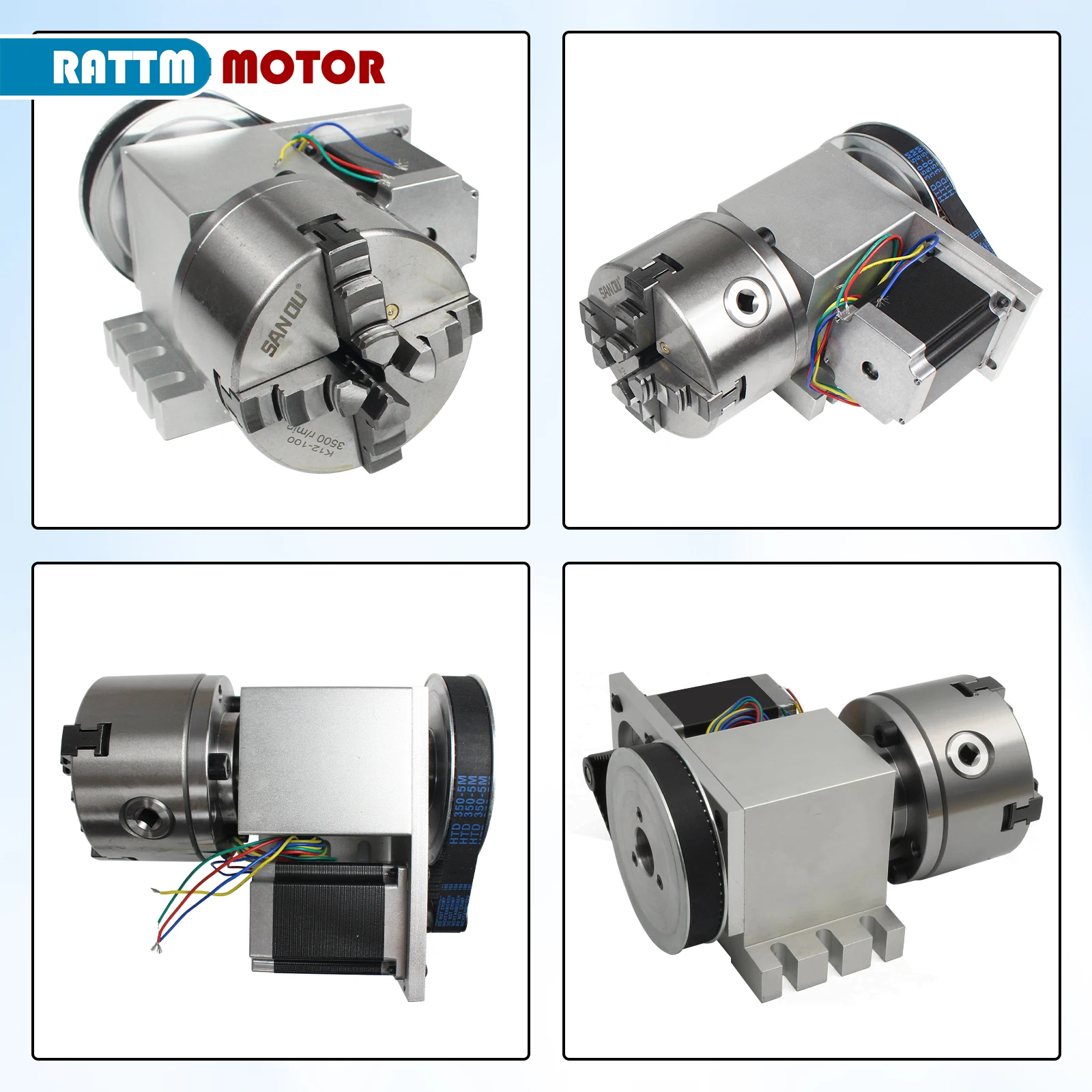 【EU BR】K11-100/K12-100mm 3/4 Jaw Chuck 100mm 4th Axis + Tailstock Kit for Mini CNC Router/Woodworking Engraving