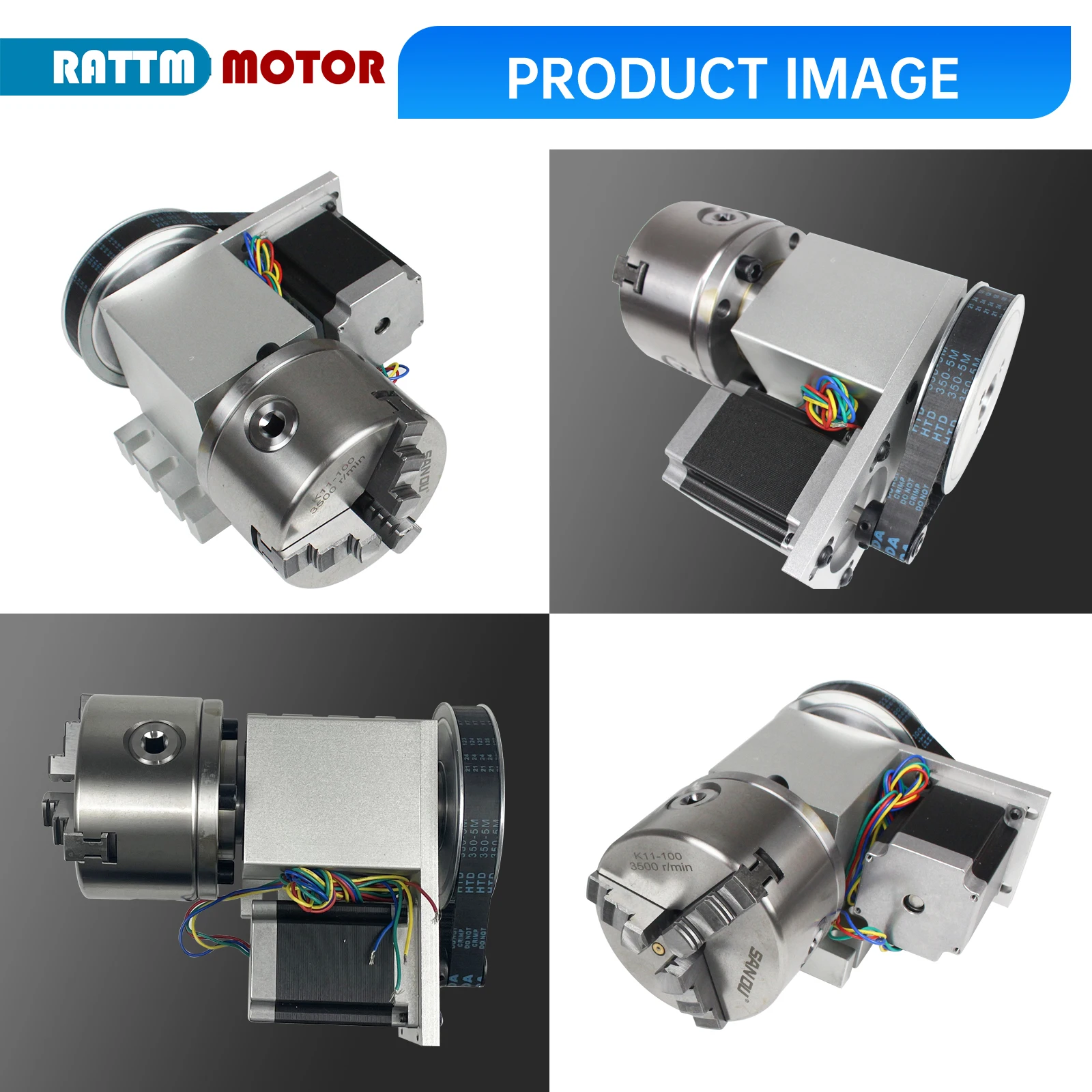 【EU BR】K11-100/K12-100mm 3/4 Jaw Chuck 100mm 4th Axis + Tailstock Kit for Mini CNC Router/Woodworking Engraving