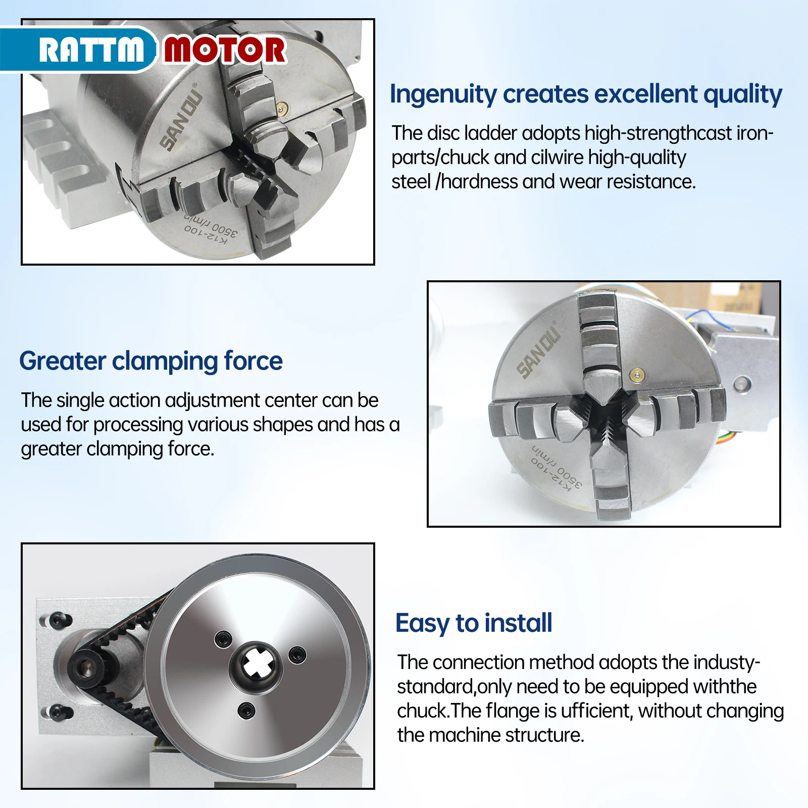 【EU BR】K11-100/K12-100mm 3/4 Jaw Chuck 100mm 4th Axis + Tailstock Kit for Mini CNC Router/Woodworking Engraving