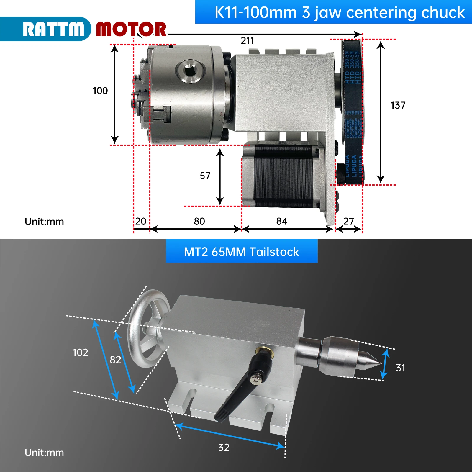 【EU BR】K11-100/K12-100mm 3/4 Jaw Chuck 100mm 4th Axis + Tailstock Kit for Mini CNC Router/Woodworking Engraving