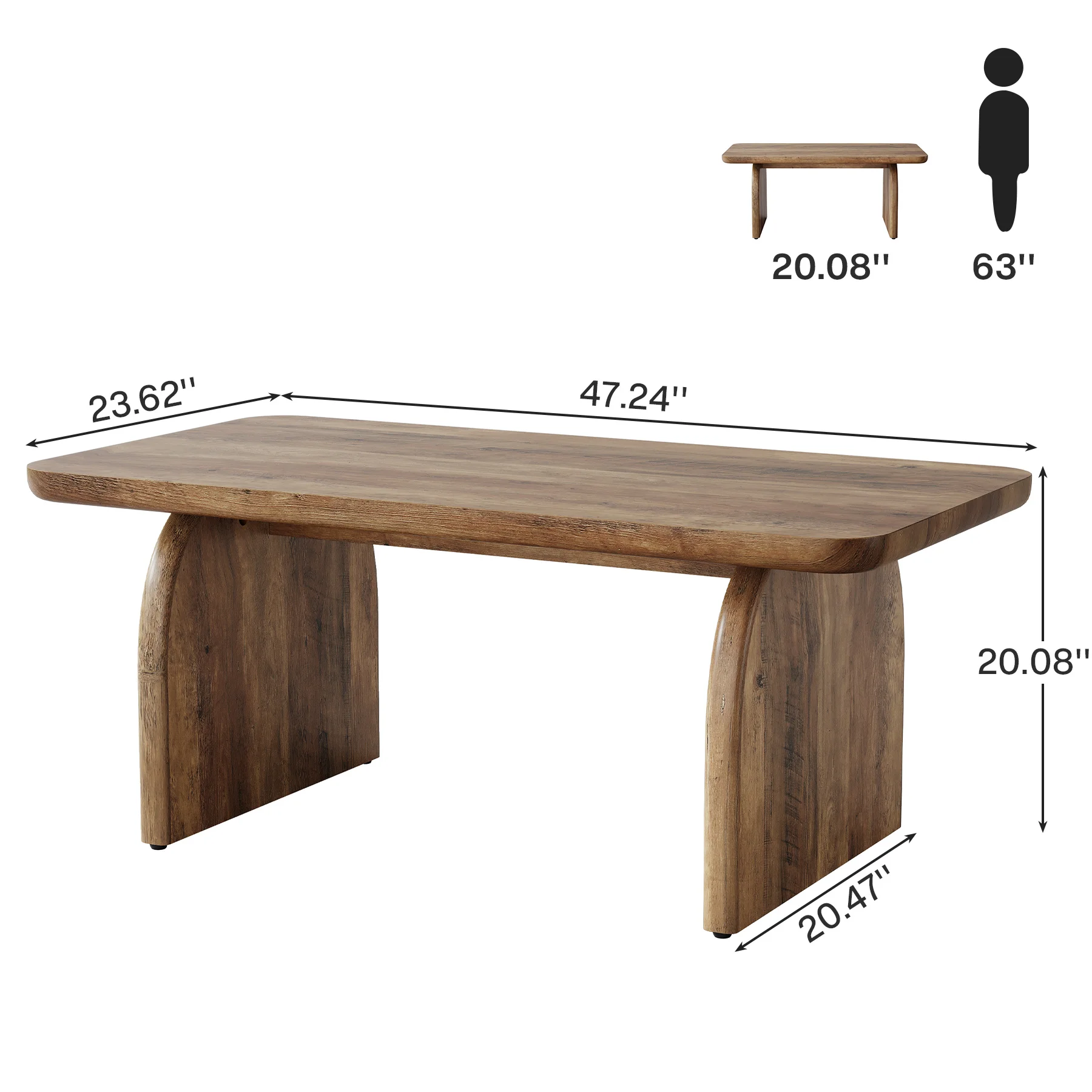 Tribesigns Farmhouse Rectangular Coffee Table, 47.24-Inch Engineered Wood Center Cocktail Tea Table with Sturdy Base