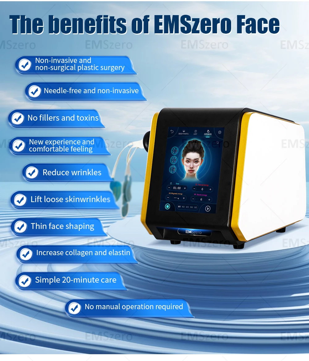 PE Face EMS Anti Aging Face Lift Facial Skin Tighten Lifting Machine Wrinkle Reduction Female Strong Pulsed Electromagnetic SPA