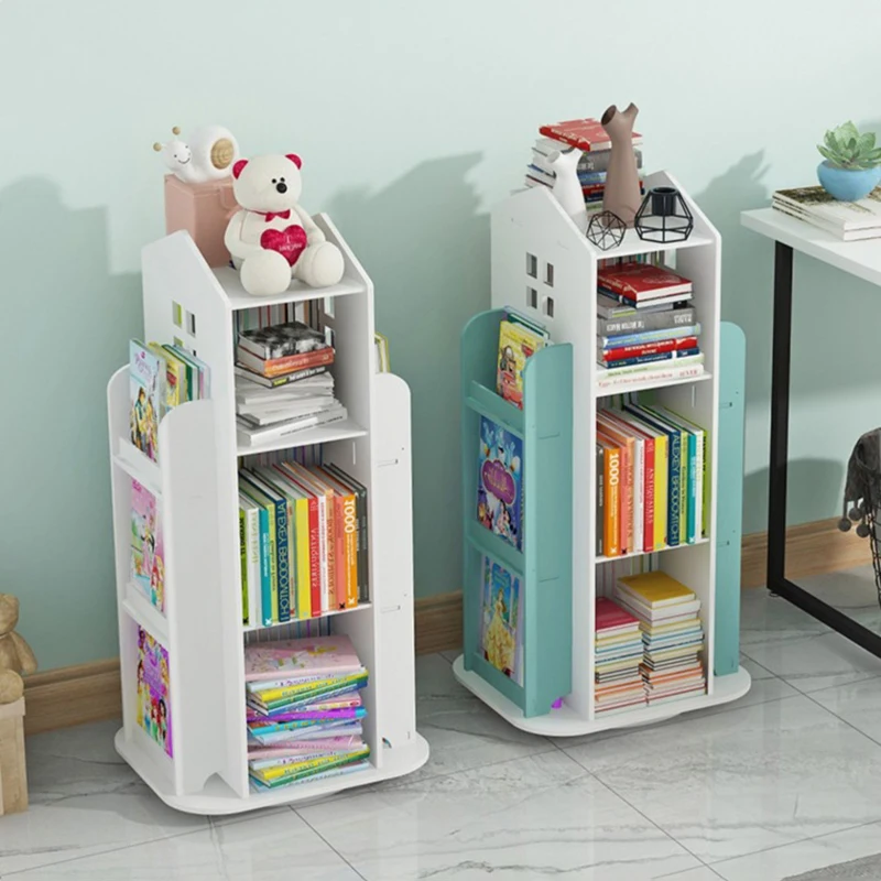 【Breeins】Kids' House Frame Rotating Bookshelf Books Toys Storage Organizer Shelf Cabinet Home Decoration