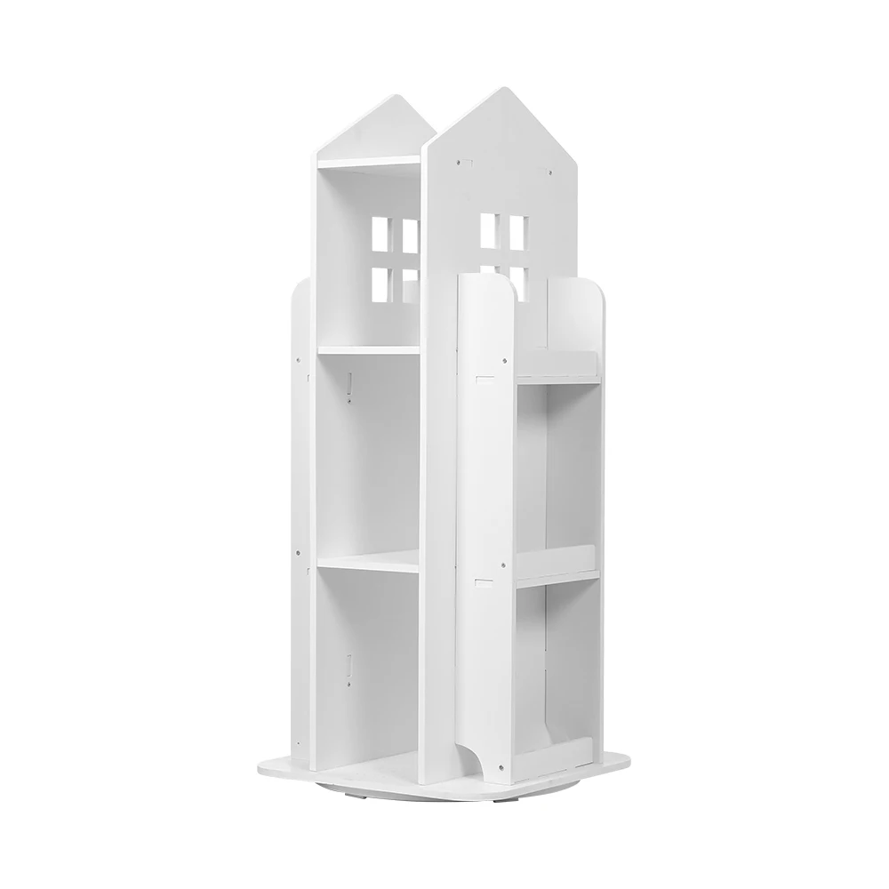【Breeins】Kids' House Frame Rotating Bookshelf Books Toys Storage Organizer Shelf Cabinet Home Decoration