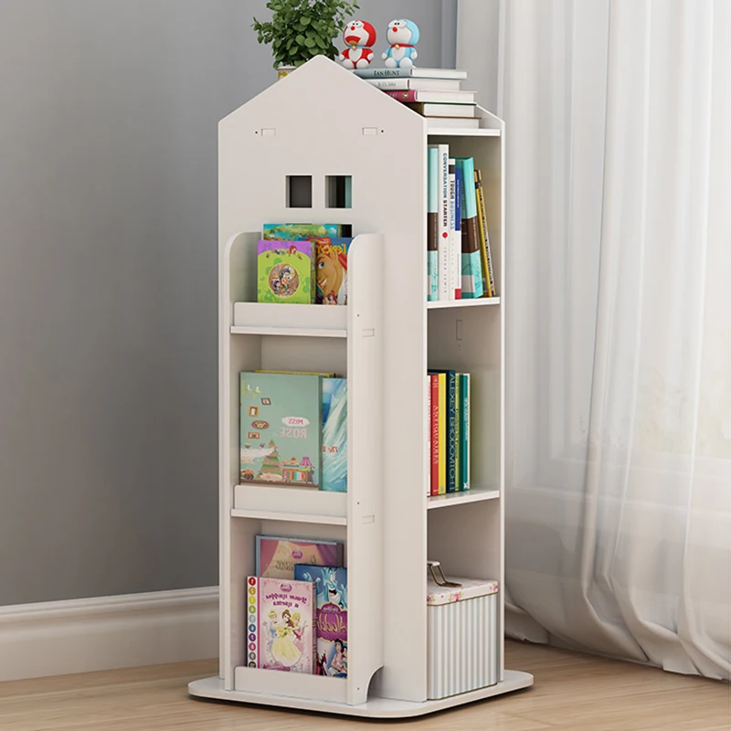 【Breeins】Kids' House Frame Rotating Bookshelf Books Toys Storage Organizer Shelf Cabinet Home Decoration