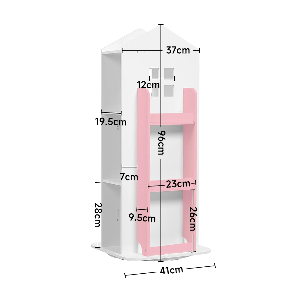 【Breeins】Kids' House Frame Rotating Bookshelf Books Toys Storage Organizer Shelf Cabinet Home Decoration