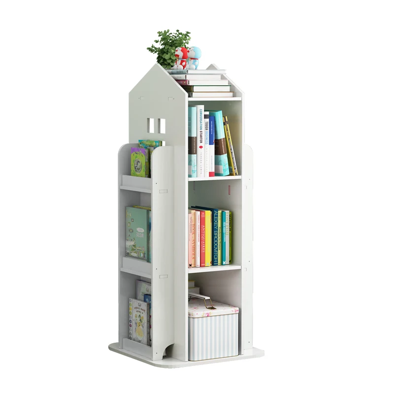 【Breeins】Kids' House Frame Rotating Bookshelf Books Toys Storage Organizer Shelf Cabinet Home Decoration