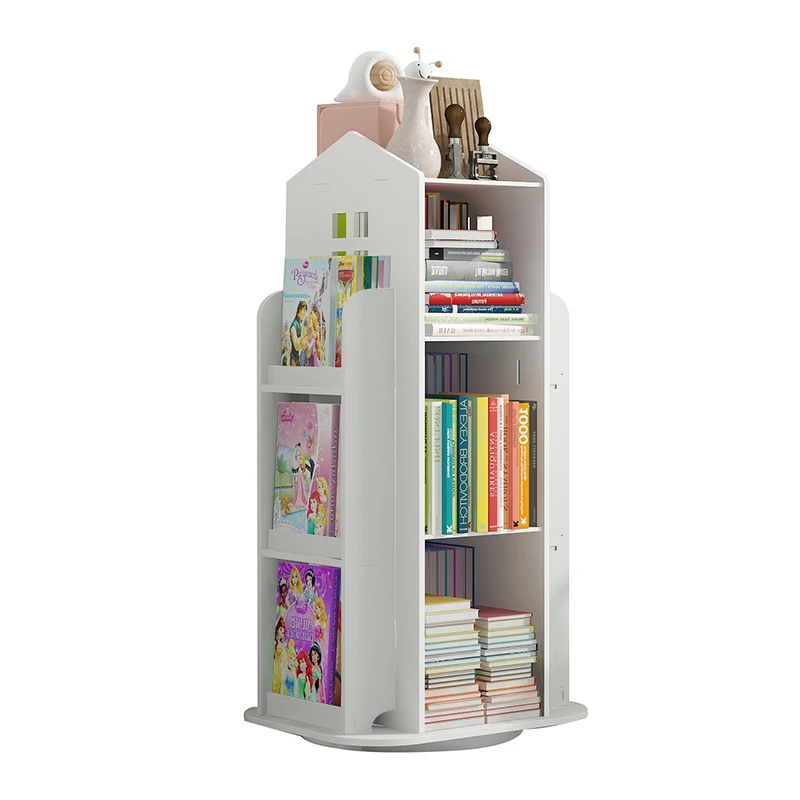 【Breeins】Kids' House Frame Rotating Bookshelf Books Toys Storage Organizer Shelf Cabinet Home Decoration
