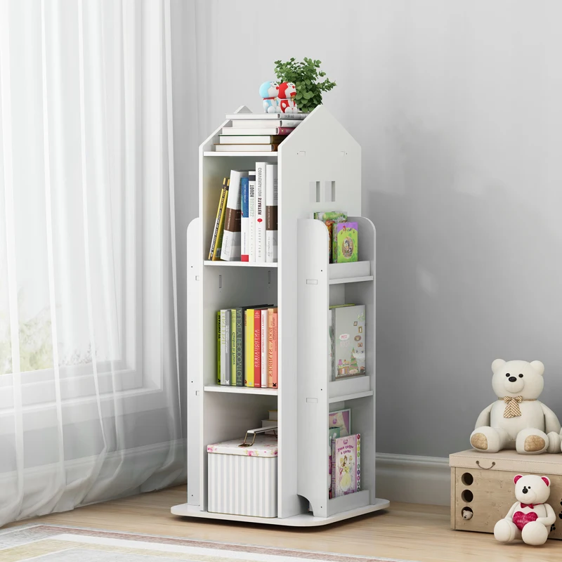 【Breeins】Kids' House Frame Rotating Bookshelf Books Toys Storage Organizer Shelf Cabinet Home Decoration