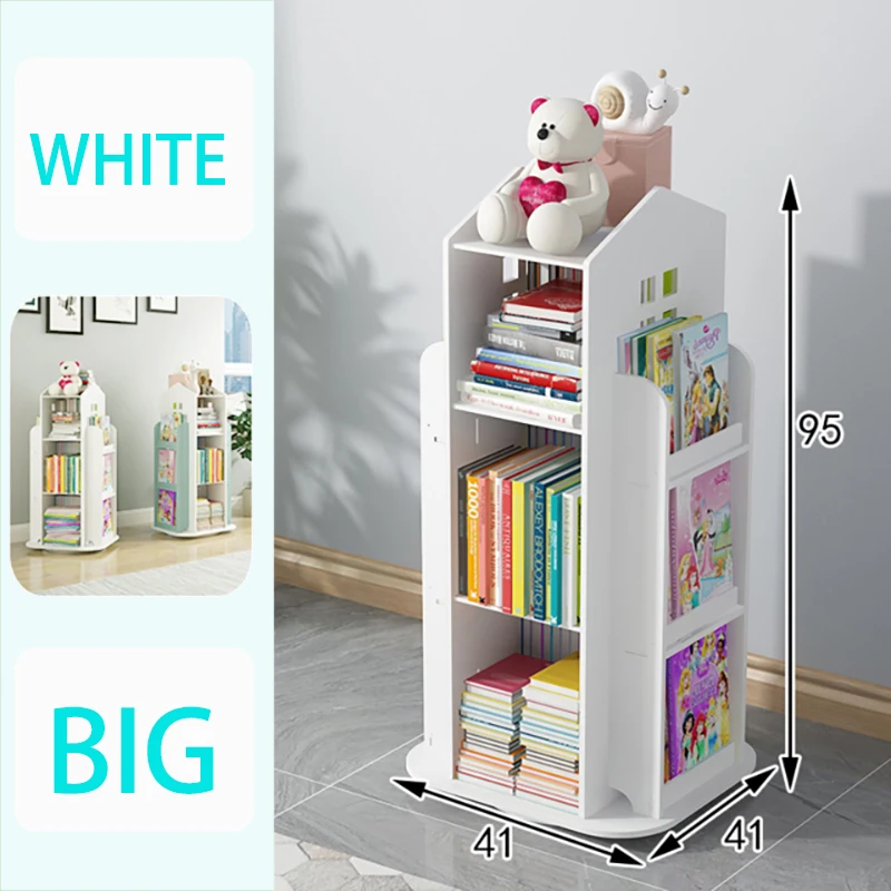【Breeins】Kids' House Frame Rotating Bookshelf Books Toys Storage Organizer Shelf Cabinet Home Decoration