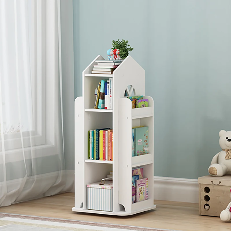 【Breeins】Kids' House Frame Rotating Bookshelf Books Toys Storage Organizer Shelf Cabinet Home Decoration