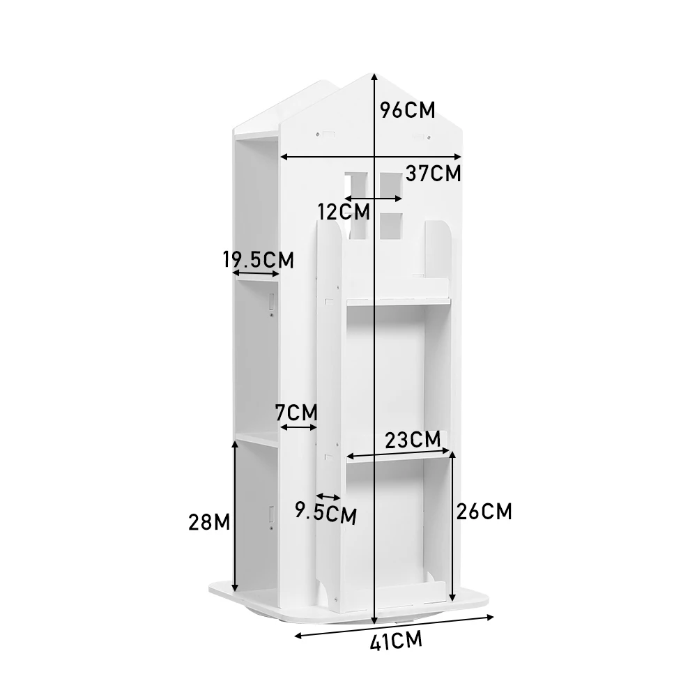 【Breeins】Kids' House Frame Rotating Bookshelf Books Toys Storage Organizer Shelf Cabinet Home Decoration