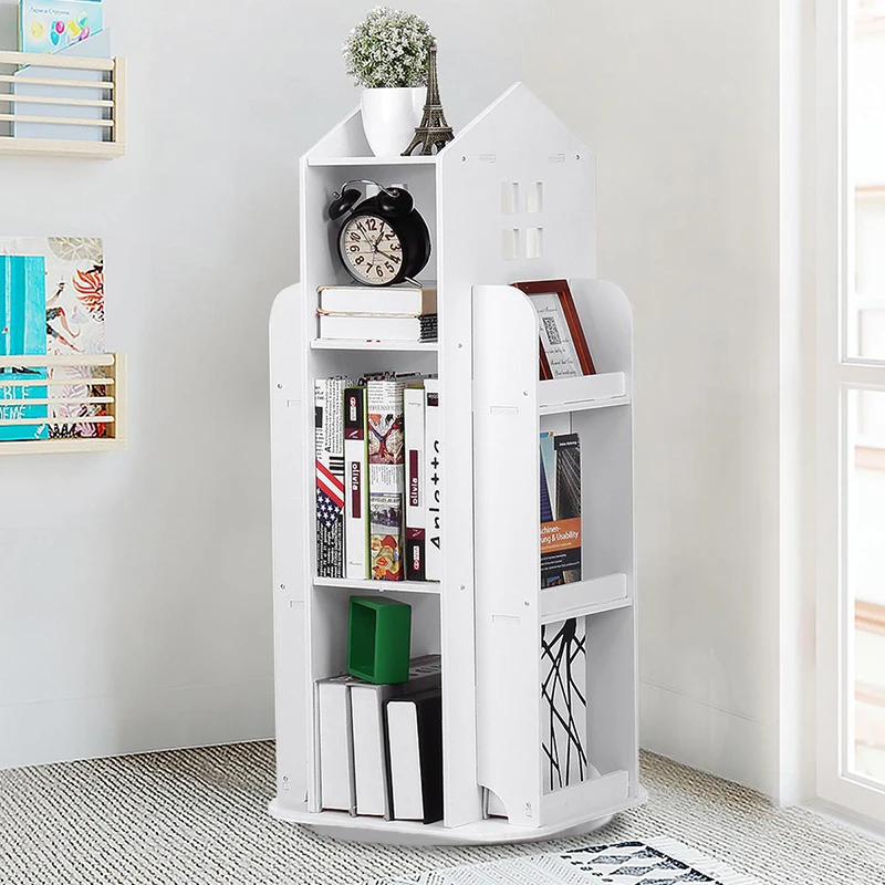 【Breeins】Kids' House Frame Rotating Bookshelf Books Toys Storage Organizer Shelf Cabinet Home Decoration