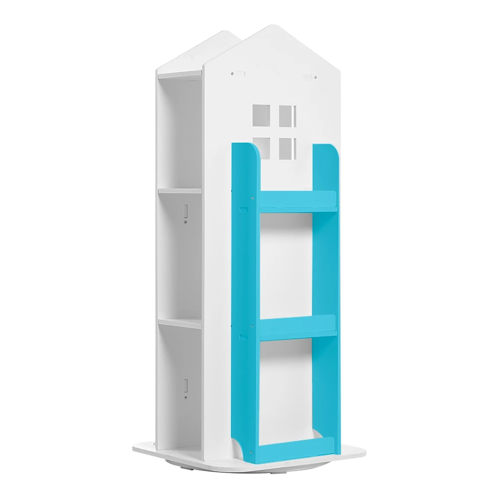 【Breeins】Kids' House Frame Rotating Bookshelf Books Toys Storage Organizer Shelf Cabinet Home Decoration