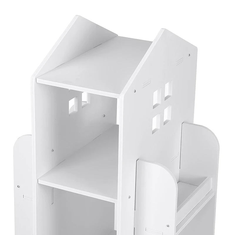 【Breeins】Kids' House Frame Rotating Bookshelf Books Toys Storage Organizer Shelf Cabinet Home Decoration