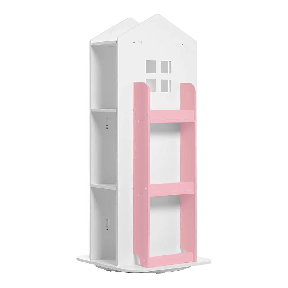 【Breeins】Kids' House Frame Rotating Bookshelf Books Toys Storage Organizer Shelf Cabinet Home Decoration
