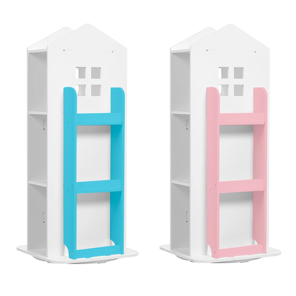 【Breeins】Kids' House Frame Rotating Bookshelf Books Toys Storage Organizer Shelf Cabinet Home Decoration