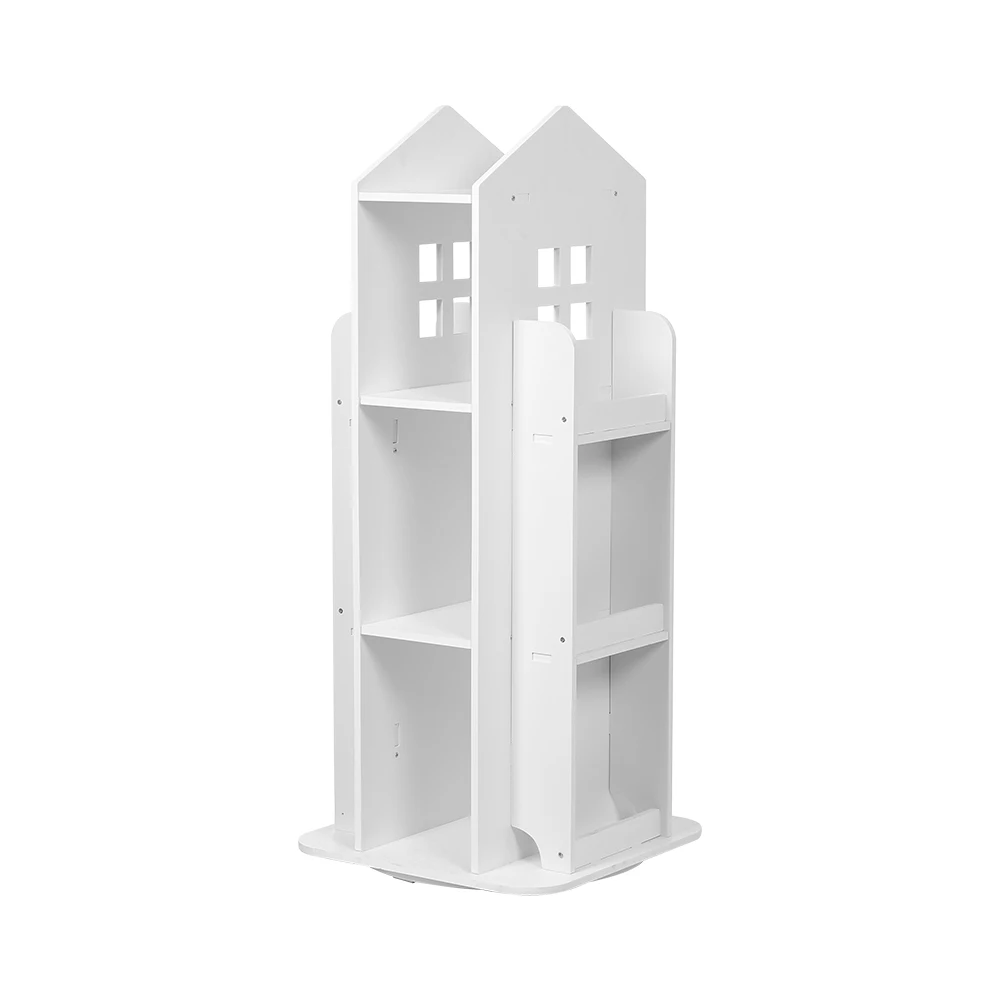 【Breeins】Kids' House Frame Rotating Bookshelf Books Toys Storage Organizer Shelf Cabinet Home Decoration