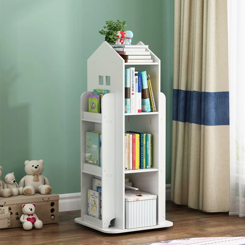 【Breeins】Kids' House Frame Rotating Bookshelf Books Toys Storage Organizer Shelf Cabinet Home Decoration