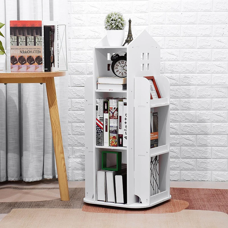 【Breeins】Kids' House Frame Rotating Bookshelf Books Toys Storage Organizer Shelf Cabinet Home Decoration