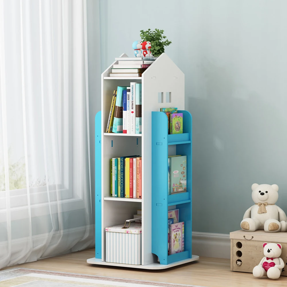 【Breeins】Kids' House Frame Rotating Bookshelf Books Toys Storage Organizer Shelf Cabinet Home Decoration