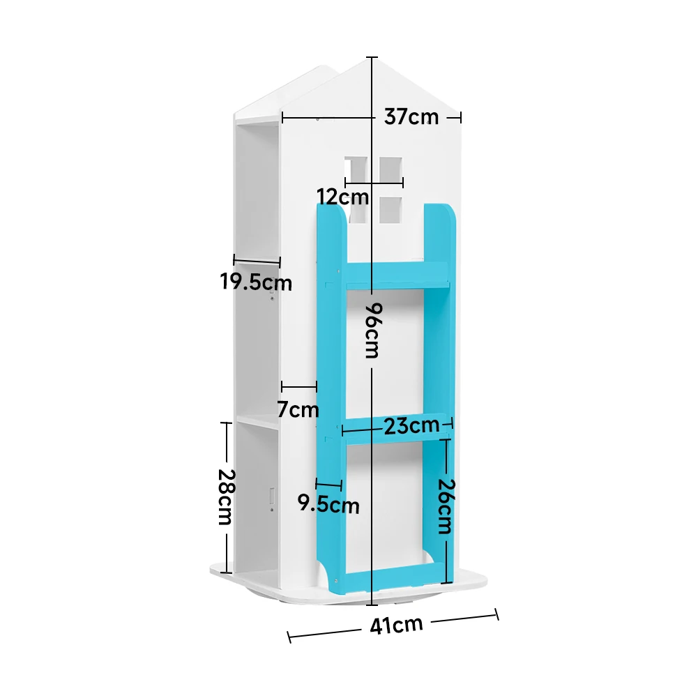 【Breeins】Kids' House Frame Rotating Bookshelf Books Toys Storage Organizer Shelf Cabinet Home Decoration