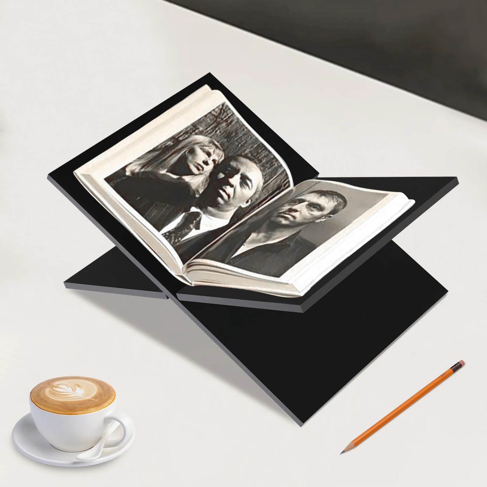 Acrylic Book Stand, Cross Frame Acrylic Book Holder, Reading Stand for Cookbook Art Book Bible Guest Book 32*14cm